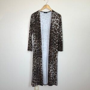TRIPLE SEVEN Women Small Leopard Cheetah Animal Print Kimono Swim Coverup